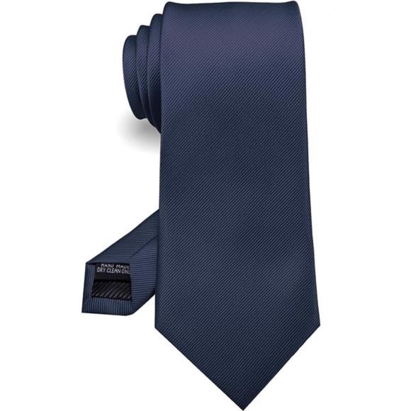 Navy Blue Solid Color Tie Formal Necktie for Men - Picture 1 of 5